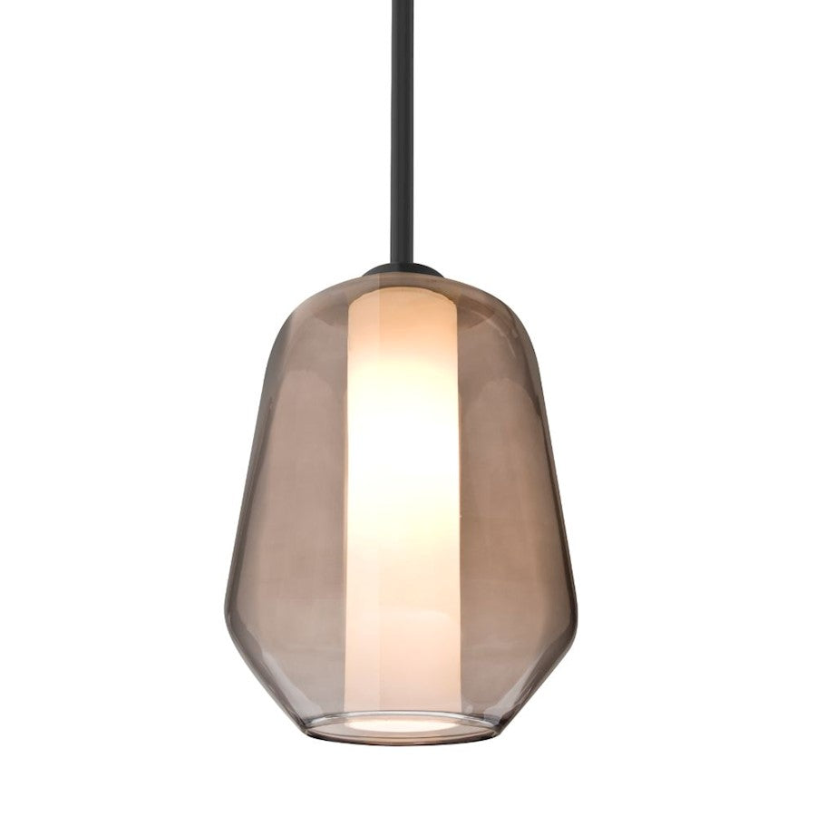 Besa Link 8in 1-Light Pendant | Transitional Black and Smoke Gray Glass | Kitchen Island & Dining Room | 8 x 8 x 10.5 in | Model 1TT-LINKSM-BK