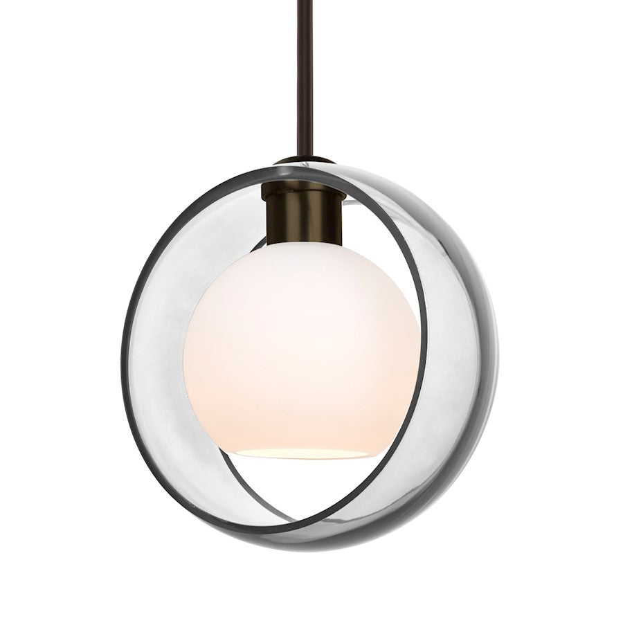 Besa Lighting Mana 9in 1-Light LED Stem Pendant | Contemporary Bronze and Clear Glass | Kitchen Island & Dining Room | Model 1TT-MANACL-LED-BR