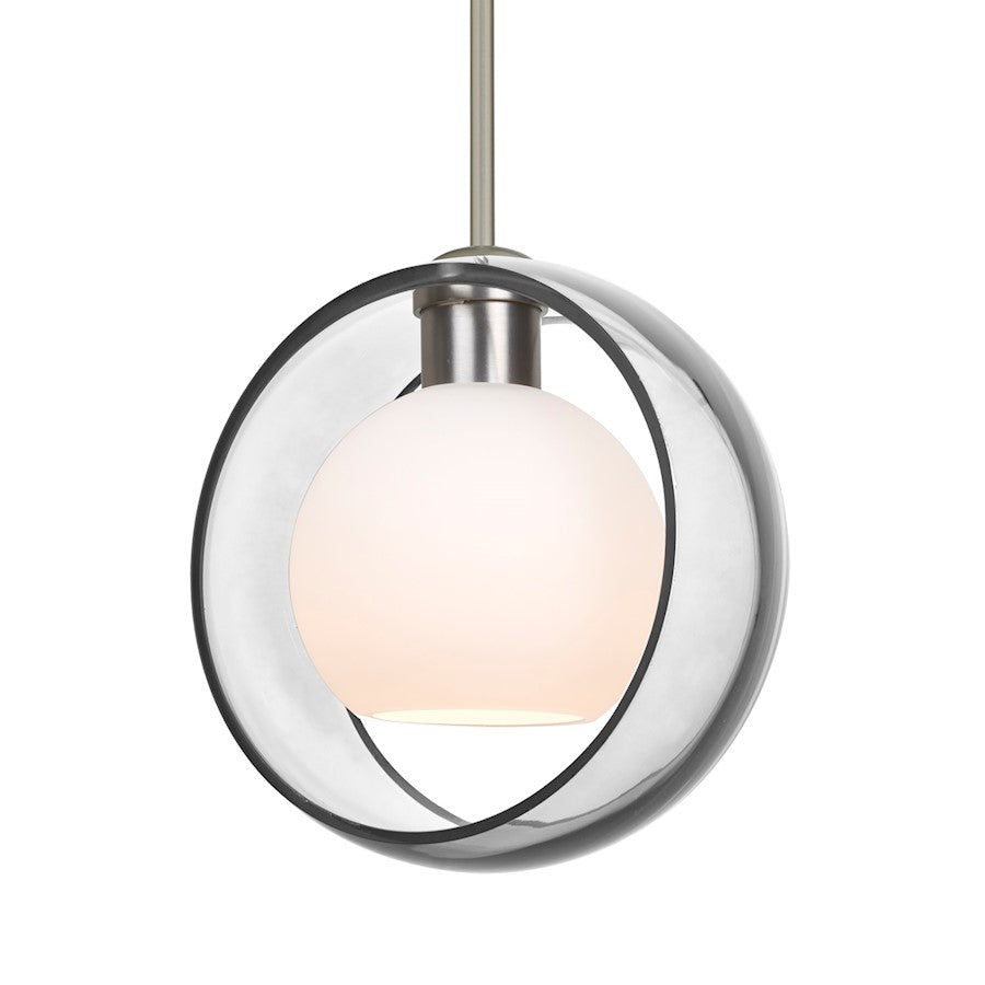 Besa Lighting Mana 9in 1-Light Stem Pendant | Contemporary Satin Nickel and Clear Glass | Kitchen Island & Dining Room | Model 1TT-MANACL-SN