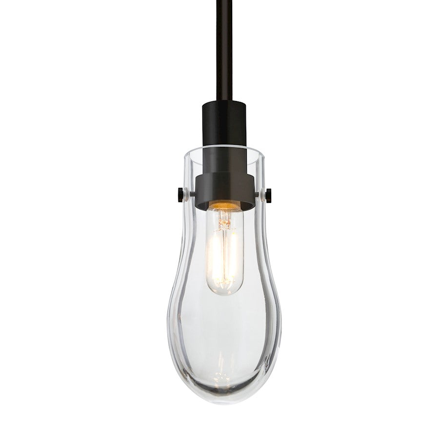 Besa Wish 1-Light Stem Pendant | Transitional Black and Clear Glass | Kitchen Island & Dining Room | 3 x 3 x 6 in | Model 1TT-WISHCL-BK