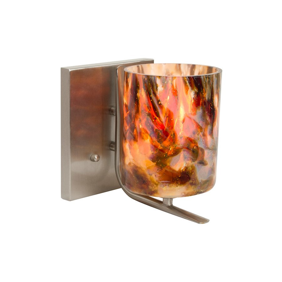 Besa Lighting Lava 8in 1-Light LED Vanity Light | Contemporary Satin Nickel and Multicolored Glass | Bathroom & Powder Room | Model 1WC-LAVA-LED-SN