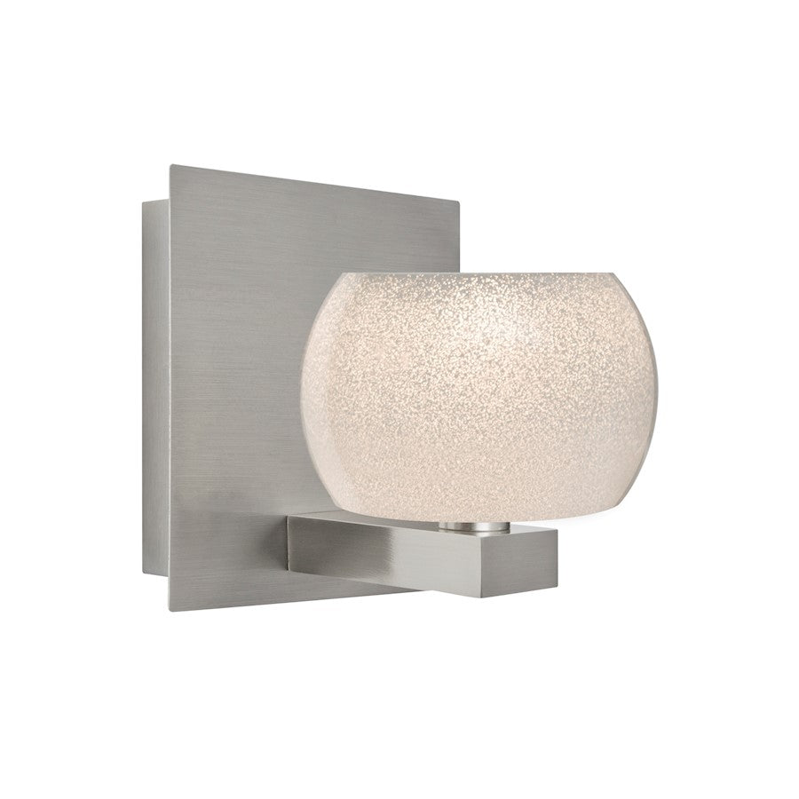 Besa Lighting Keno 1-Light Bathroom Vanity | Contemporary Satin Nickel and White Glass | Bathroom & Powder Room | Model 1WF-KENOWH-SN