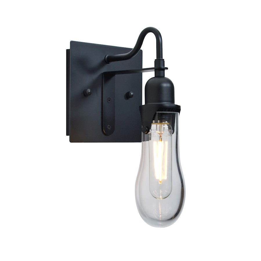 Besa Lighting Wish 1-Light LED Wall Sconce | Transitional Black Aluminum and Clear Glass | Bedroom & Hallway Accent | Model 1WG-WISHCL-EDIL-BK