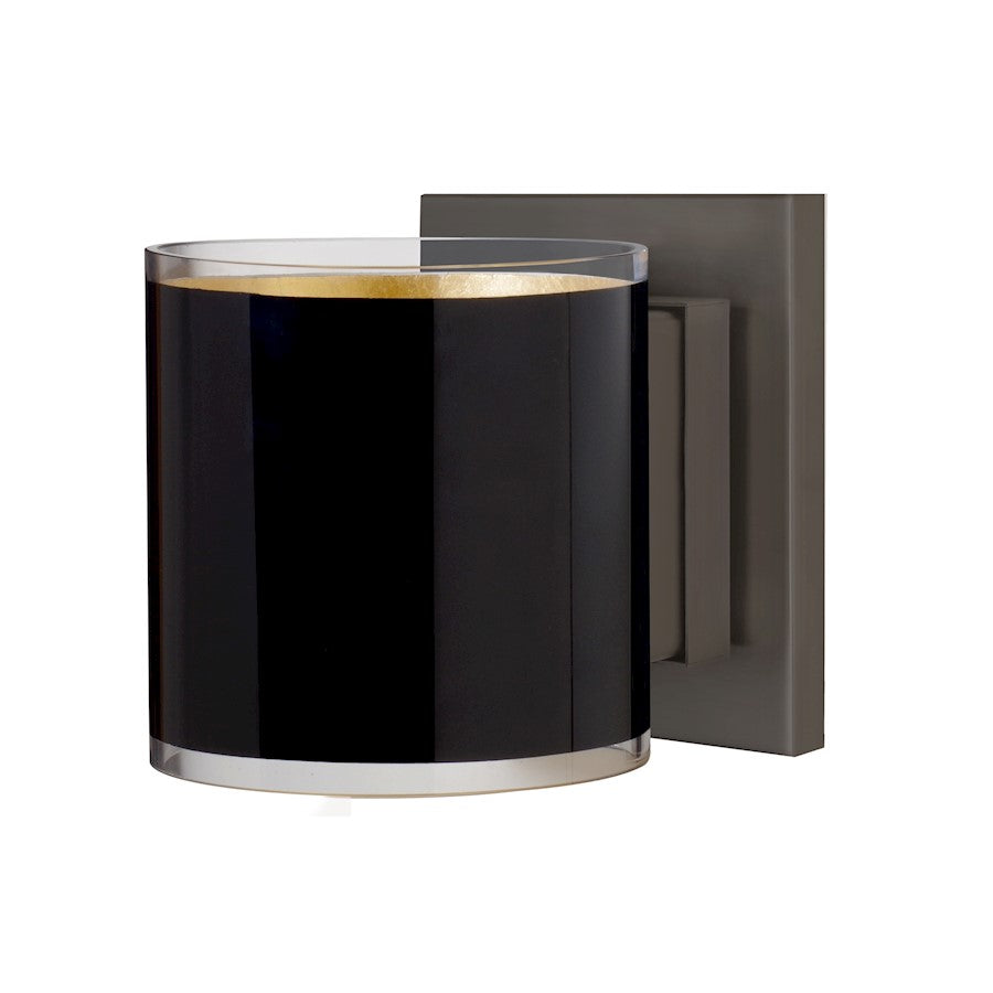 Besa Lighting Pogo 6in 1-Light LED Wall Sconce | Contemporary Brushed Bronze and Gold Glass | Hallway & Bathroom | Model 1WS-7180GF-LED-BR