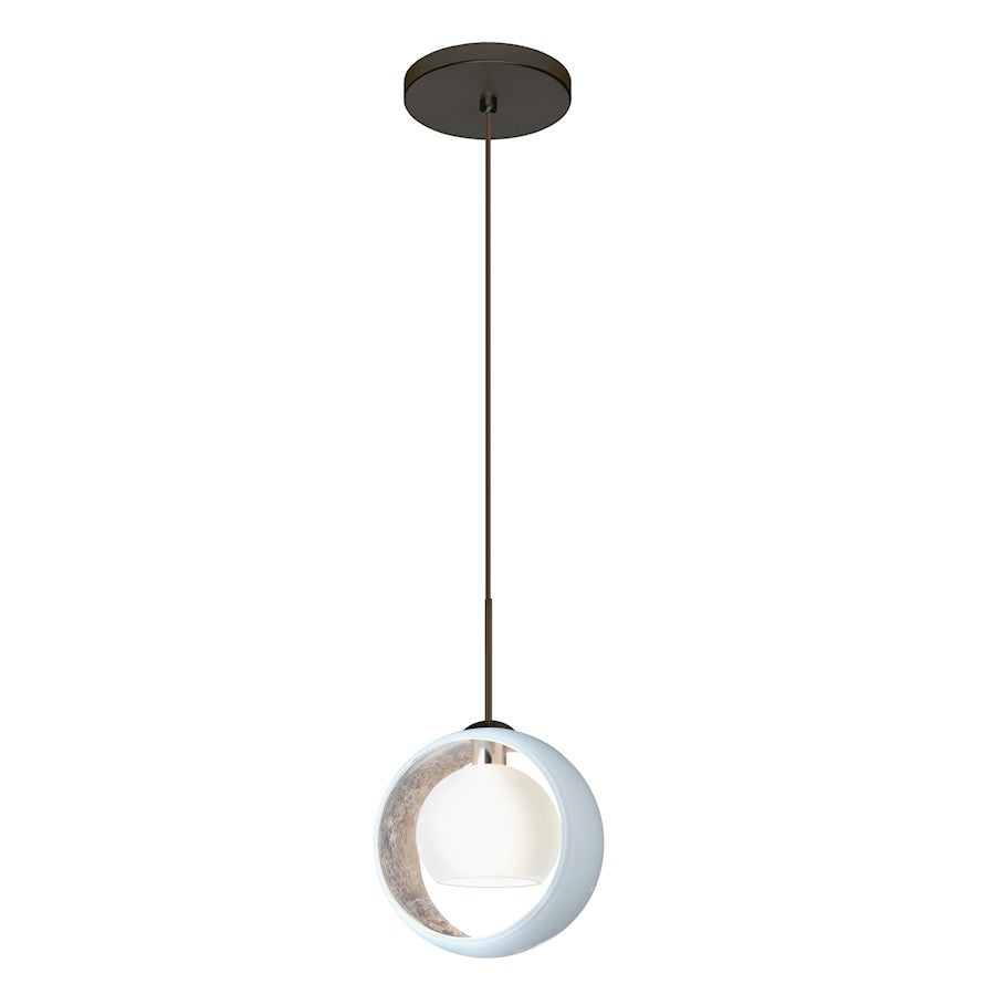 Besa Lighting Pogo 6in 1-Light Pendant | Modern Bronze and White Glass | Kitchen Island & Dining Room | 6 x 6 in | Model 1XT-4293SF-BR