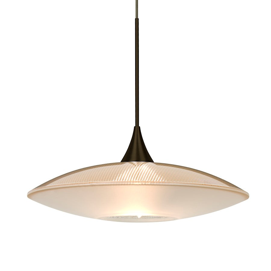 Besa Lighting Spazio 8in 1-Light Pendant | Contemporary Bronze and Gold Glass | Kitchen Island & Dining Room | 8 x 8 x 2 in | Model 1XT-6294GD-BR