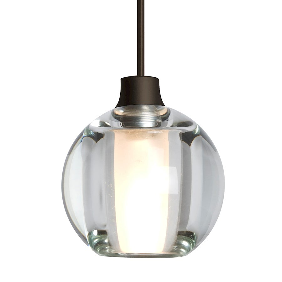 Besa Lighting Boca 5 4in 1-Light LED Pendant | Modern Bronze and Clear Glass | Kitchen Island & Dining Room | 4 x 3.5 in | Model 1XT-BOCA5CL-LED-BR