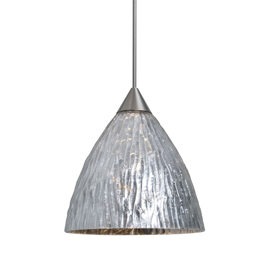 Besa Lighting Eve 5in 1-Light Cord Pendant | Contemporary Satin Nickel and Silver Glass | Kitchen Island & Dining Room | Model 1XT-EVESS-SN