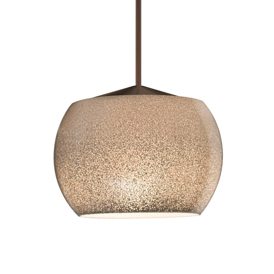 Besa Keno 4in 1-Light LED Pendant | Contemporary Bronze and Gray Glass | Kitchen Island & Dining Room | 4 x 4 x 3 in | Model 1XT-KENOSM-LED-BR