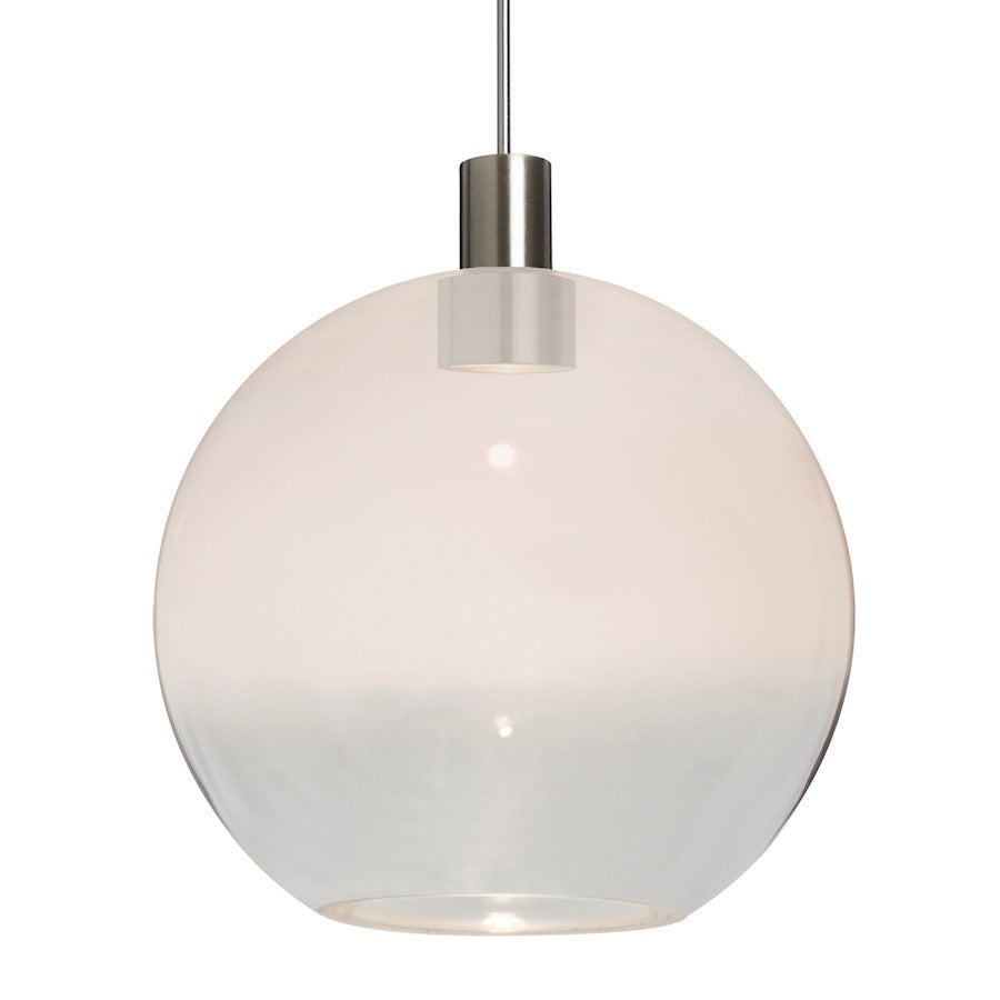 Besa Lighting Newton 8 7in 1-Light LED Cord Pendant | Contemporary Satin Nickel and White Glass | Kitchen Island | Model 1XT-NEWTON8WC-LED-SN