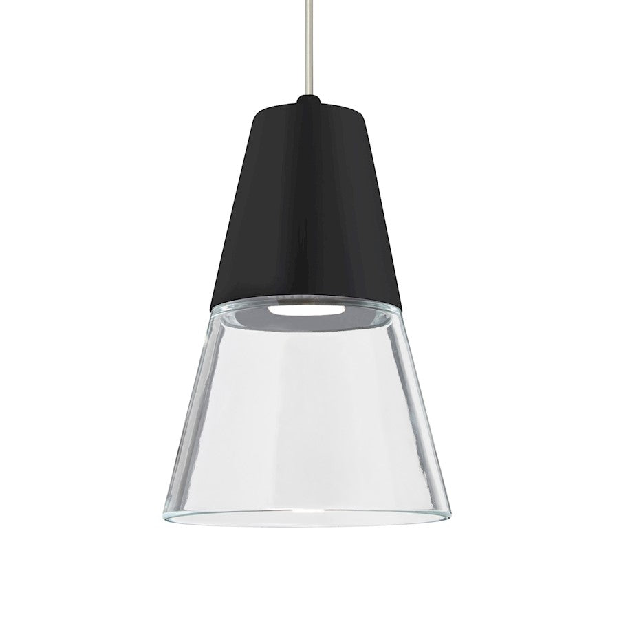 Besa Lighting Timo 6in 1-Light LED Pendant | Midcentury Satin Nickel and Clear Glass | Kitchen Island & Dining Room | Model 1XT-TIMO6BC-LED-SN