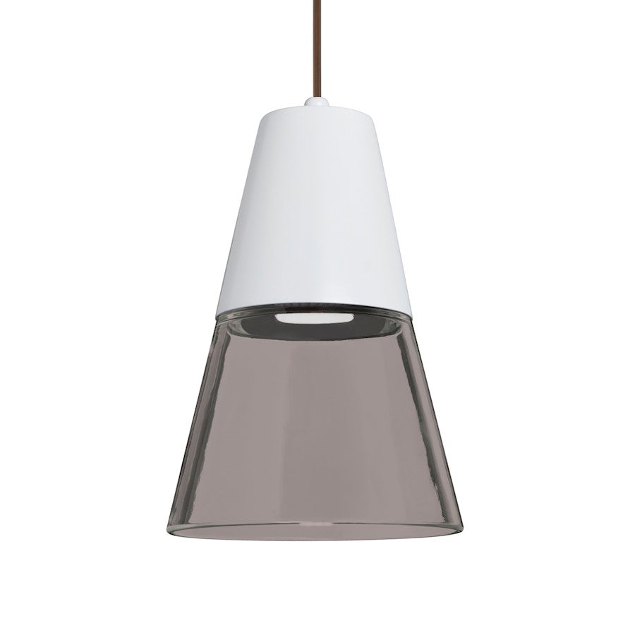 Besa Lighting Timo 6in 1-Light LED Pendant | Midcentury Bronze and Smoke Glass | Kitchen Island & Dining Room | 6 x 9 in | Model 1XT-TIMO6WS-LED-BR