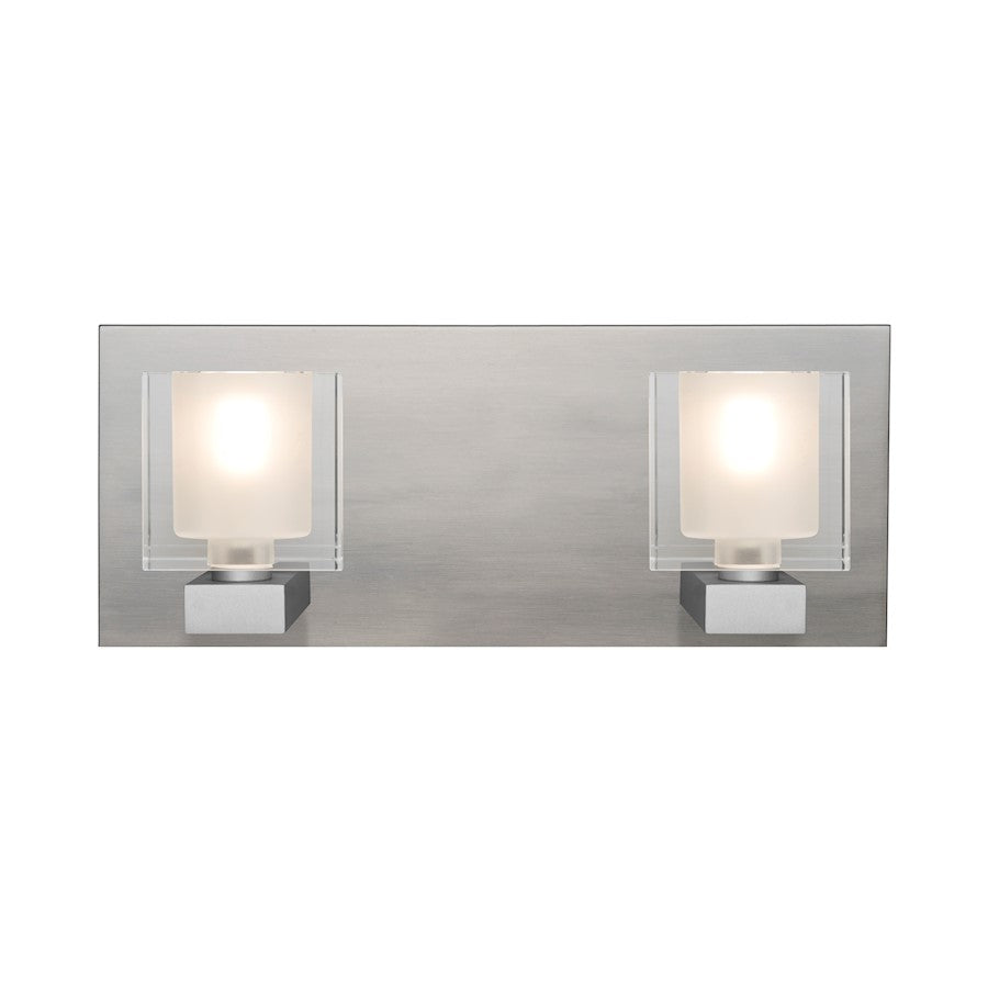 Besa Lighting Bolo 14in 2-Light Bathroom Vanity | Modern Satin Nickel and Clear Crystal Glass | Bathroom & Powder Room | Model 2WF-BOLOFR-SN