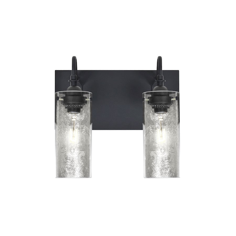 Besa Lighting Duke 12in 2-Light Bathroom Vanity | Transitional Black and Silver Glass | Bathroom & Powder Room | 12 x 7 x 12 in | Model 2WG-DUKESF-BK