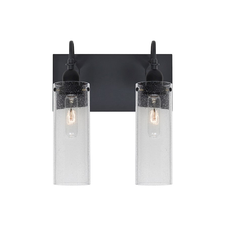 Besa Lighting Juni 10 12in 2-Light Bathroom Vanity | Transitional Black and Clear Glass | Bathroom & Powder Room | Model 2WG-JUNI10CL-BK