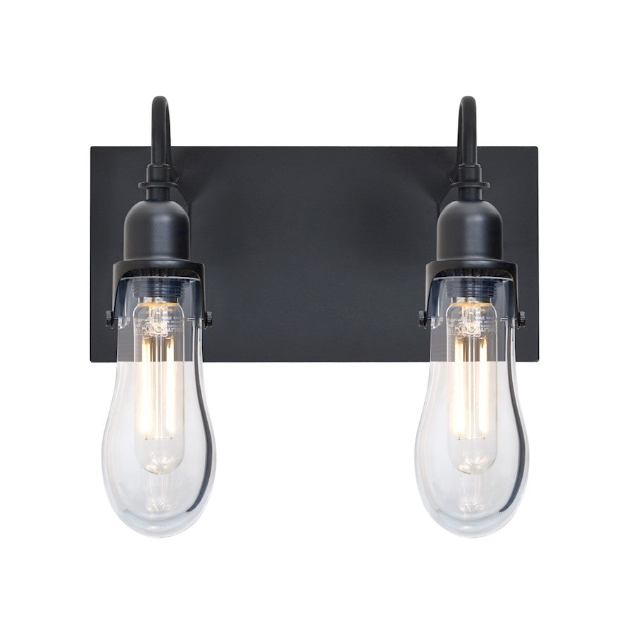 Besa Wish 12in 2-Light LED Wall Sconce | Transitional Black and Clear Glass | Bedroom & Hallway Accent Light | Model 2WG-WISHCL-EDIL-BK