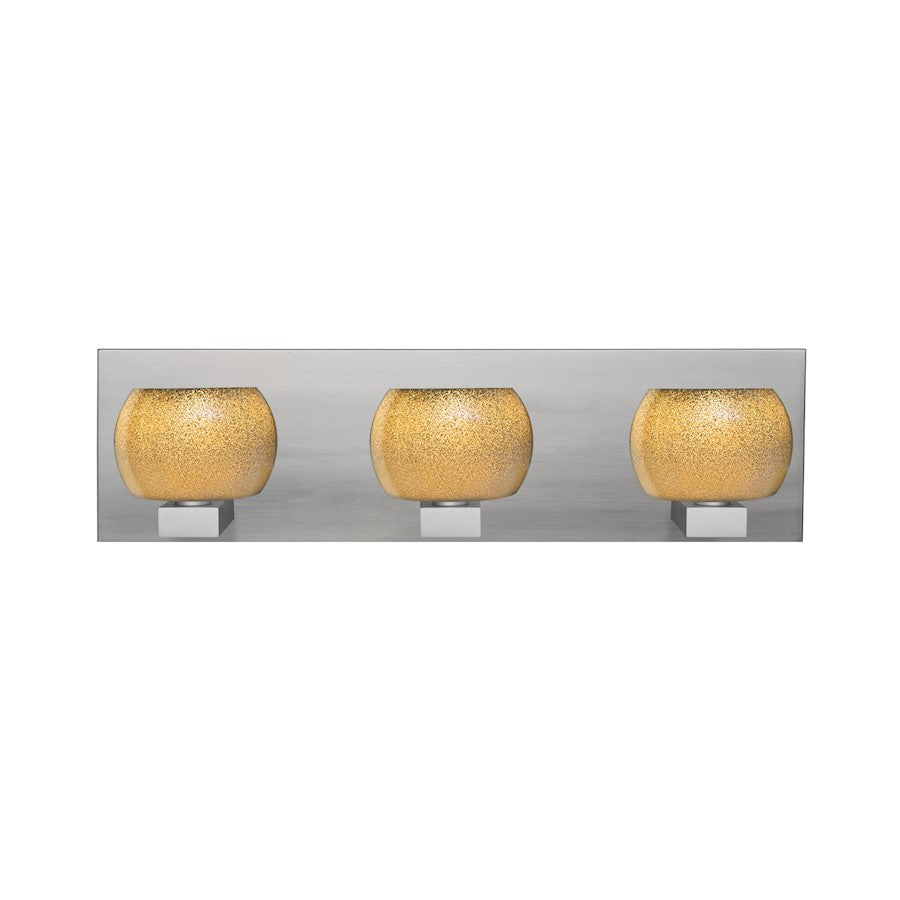 Besa Lighting Keno 3-Light LED Vanity | Contemporary Satin Nickel and Gold Glass | Bathroom & Powder Room | 22 x 5 x 5.9 in | Model 3WF-KENOGD-LED-SN