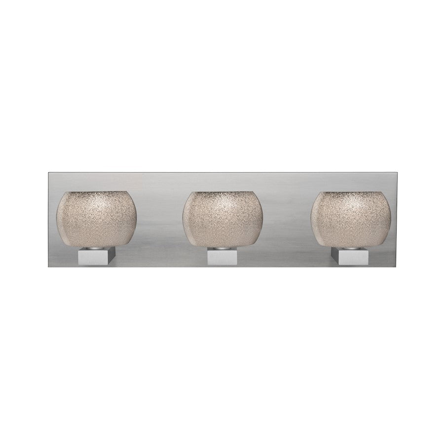 Besa Lighting Keno 22in 3-Light LED Bathroom Vanity | Contemporary Satin Nickel and Gray Glass | Bathroom Vanity | Model 3WF-KENOSM-LED-SN