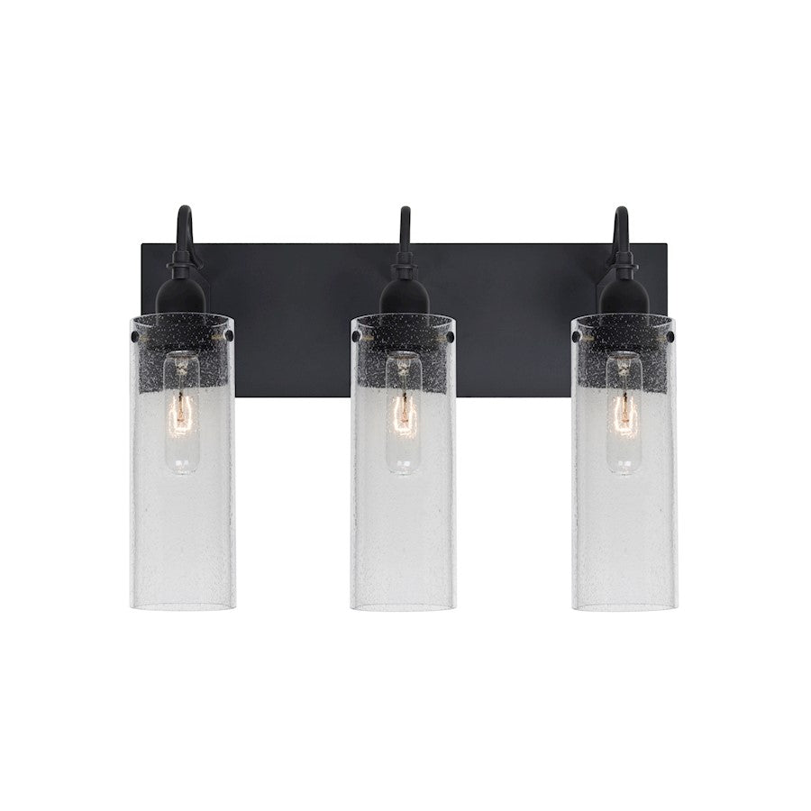 Besa Lighting Juni 10 20in 3-Light Bathroom Vanity | Transitional Black and Clear Glass | Bathroom Vanity | 20 x 7 x 14 in | Model 3WG-JUNI10CL-BK