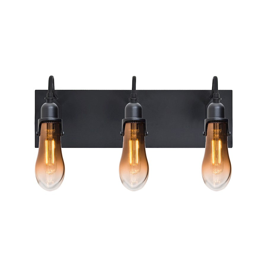 Besa Lighting Wish 20in 3-Light LED Wall Sconce | Transitional Black and Beige Glass | Hallway & Bedroom Accent Light | Model 3WG-WISHAM-EDIL-BK