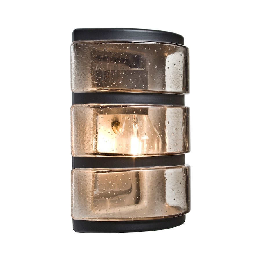 Besa Lighting Costaluz Aqua 9in 1-Light Outdoor Sconce | Transitional Black and Gray Glass | Covered Patio & Entryway | Model AQUARBH-SM-BK