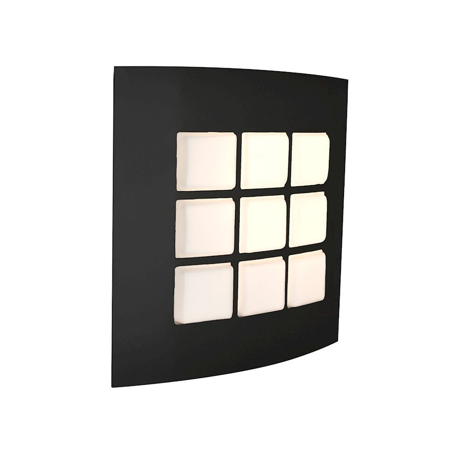 Besa Lighting Quad 10 1-Light LED Wall Sconce | Contemporary Black and White Glass | Hallway & Bathroom Wall Light | Model QUAD10-LED-BK