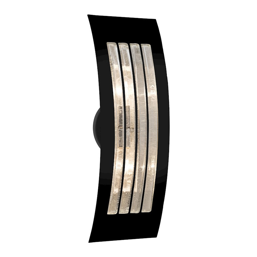 Besa Sail 17in 2-Light Outdoor Sconce | Contemporary Black and Clear Glass | Covered Patio & Entryway | 6.25 x 4 x 17.5 in | Model SAIL17BB-BK