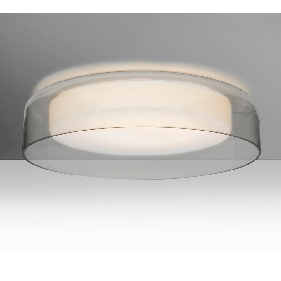 Besa Lighting Tango 15 15in 1-Light LED Flush Mount | Contemporary White and Gray Glass | Hallway & Bedroom | Model TANGO15GYC-LED