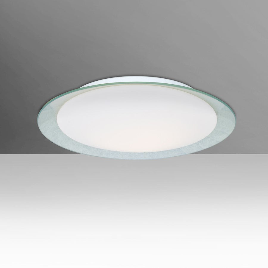 Besa Tuca 15in 1-Light LED Flush Mount | Modern Silver Foil and Opal Glass | Bedroom & Hallway | 15.5 x 15.5 x 3.25 in | Model TUCA15SFC-LED