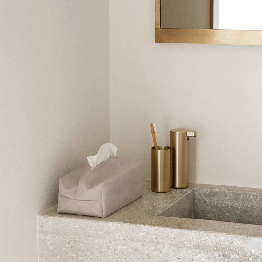 Blomus Sahla Faux Suede Tissue Box Cover, Nomad/Light Tan