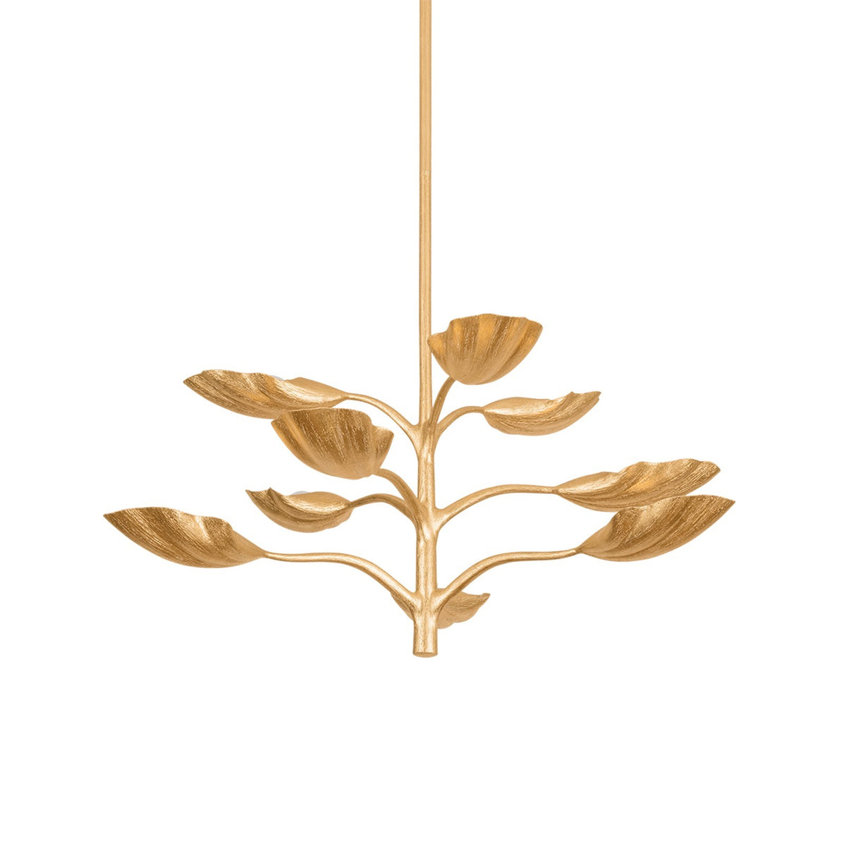 Corbett Lighting Ankara 42in 9-Light Chandelier | Gilded Ivory Iron and Leaf Shades | Dining Room & Foyer | 41.75 x 12.5 in | Model 114-42-GLI
