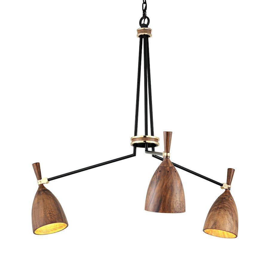 Corbett Lighting Utopia 3 Light Chandelier, Soft Black - 280-03-SBK