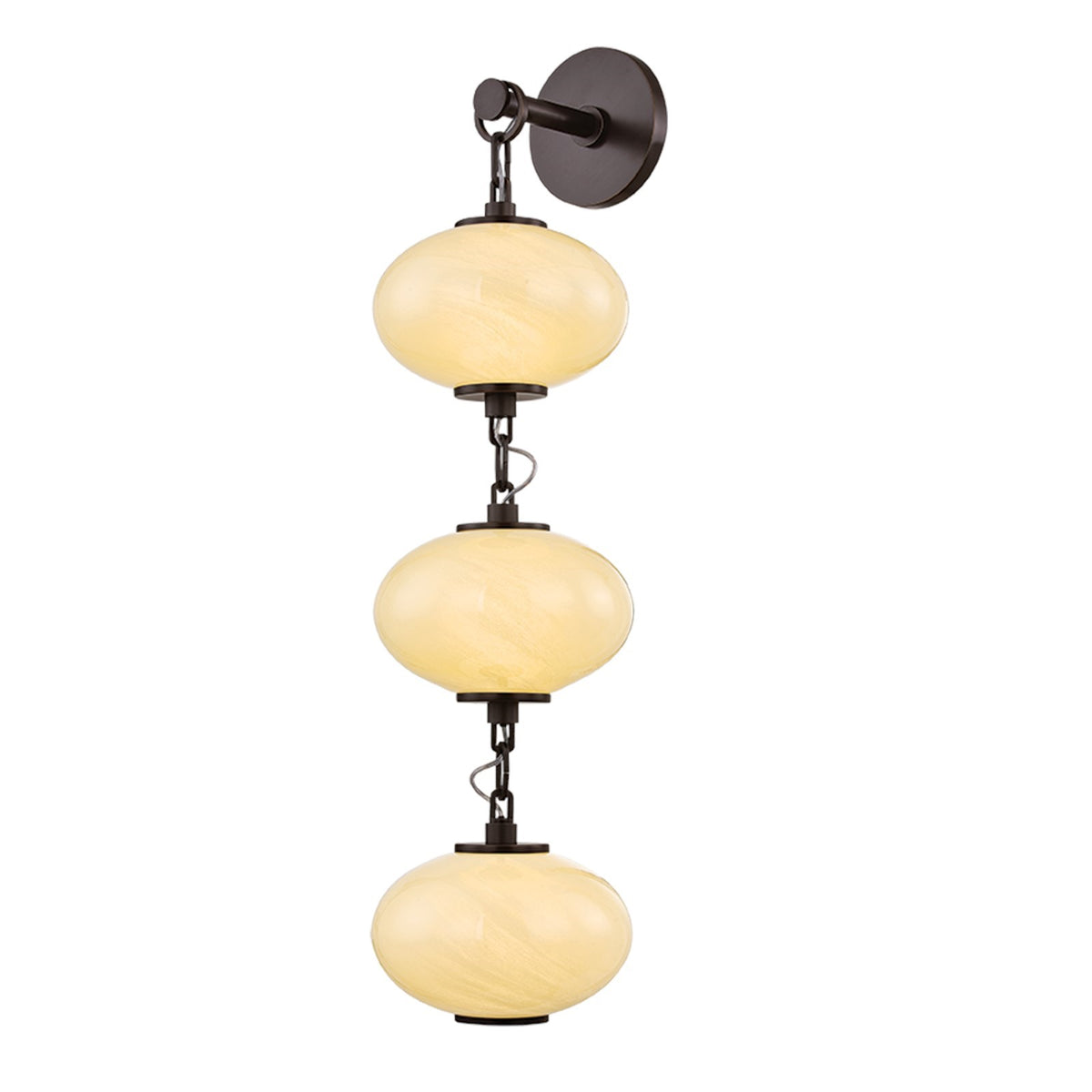 Corbett Lighting Nephele 28in 3-Light Wall Sconce | Modern Bronze and Cream Cloud Glass | Bedroom & Hallway Accent Light | Model 473-03-BRZ