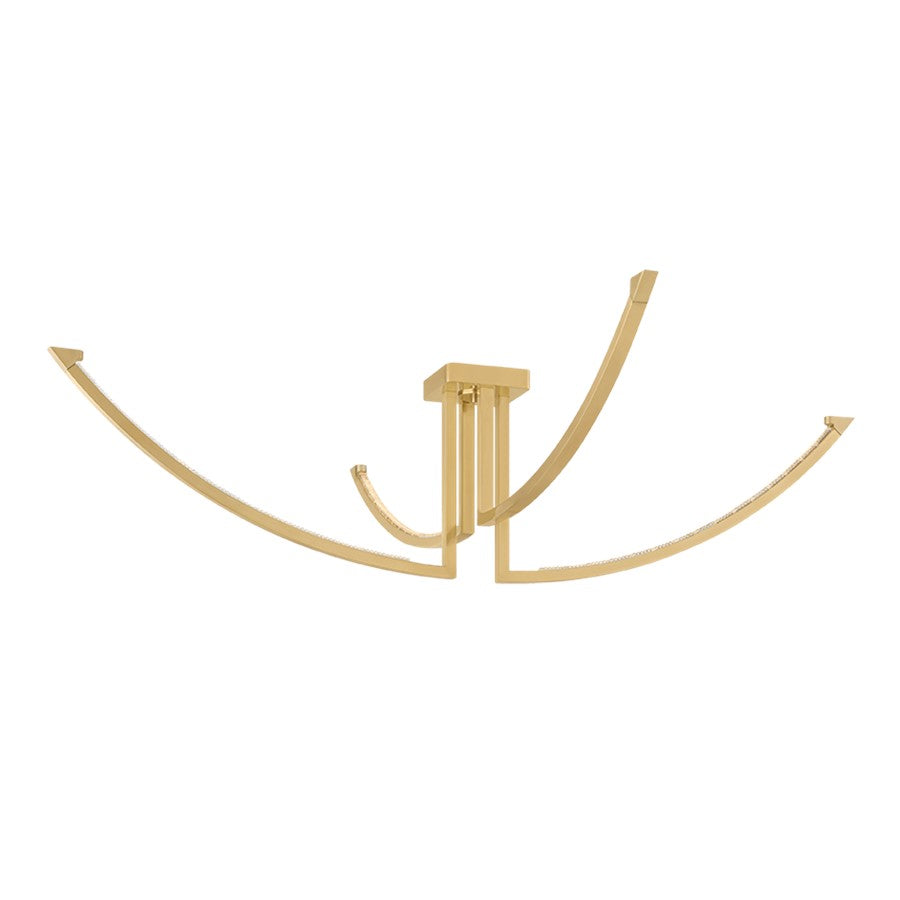 Corbett Lighting Frankfurt 4 Light 60" Semi Flush, Brass/Piastre - 567-60-VB