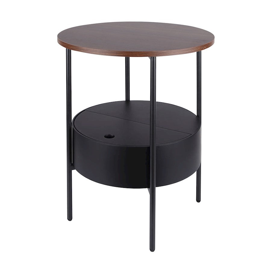 Canarm Hutton Side Table | Brown/Black Metal & Faux Wood | Patio & Living Room Accent Table | 19 x 19 x 22 in | Model 203494-04TZ