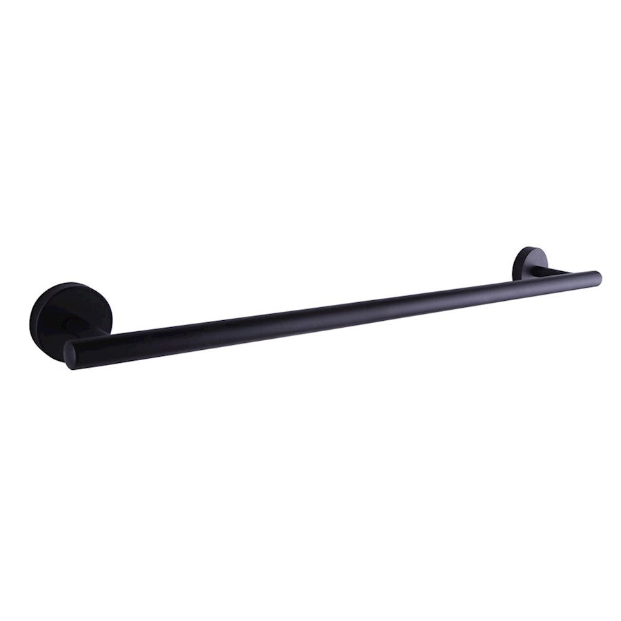 Canarm Cain 24in Towel Bar | Matte Black Aluminum | Bathroom & Powder Room Towel Rack | 24 x 3 x 2 in | Model BA103A24BK
