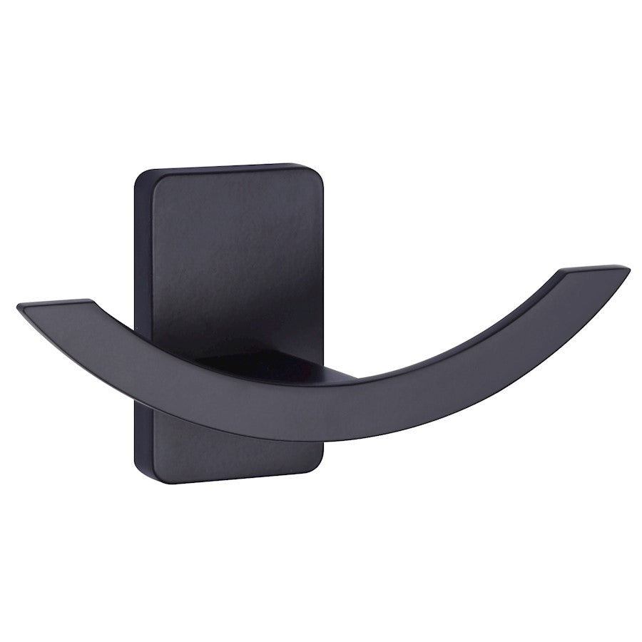 Canarm Archer 5in Robe Hook | Matte Black Metal | Bathroom & Entryway Wall Mount | 5.38 x 2.5 x 2.62 in | Model BA106A03BK