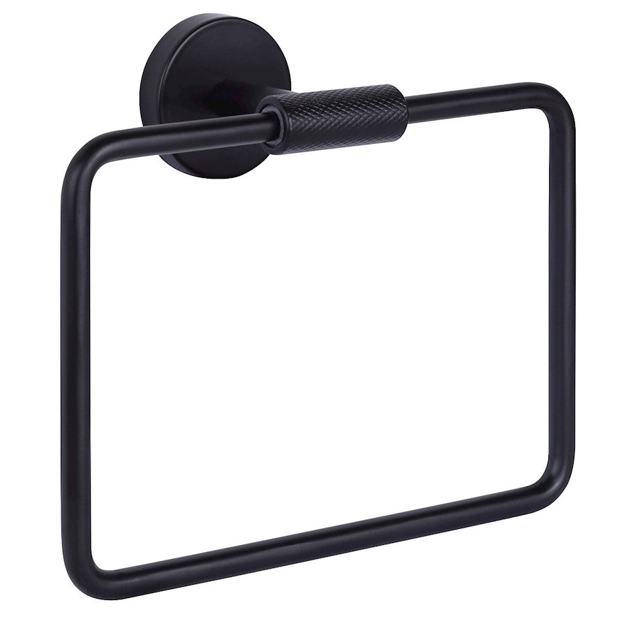 Canarm Varen Matte Black Metal Towel Ring | Wall Mounted Bathroom Towel Holder | 8 in W | Model BA108A09BK
