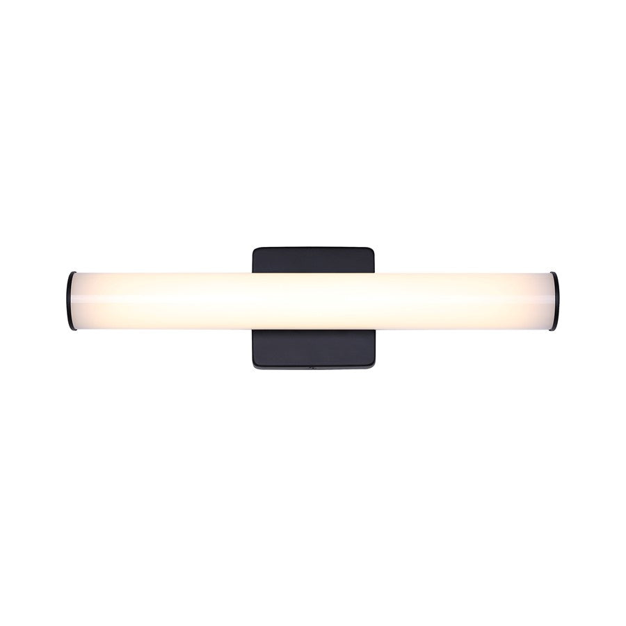 Canarm Osten 18in 1-Light Vanity Light | Modern Matte Black Aluminum & Iron | Bathroom & Powder Room | 18 x 4.72 x 2.5 in | Model BL-02B-18-BK-C