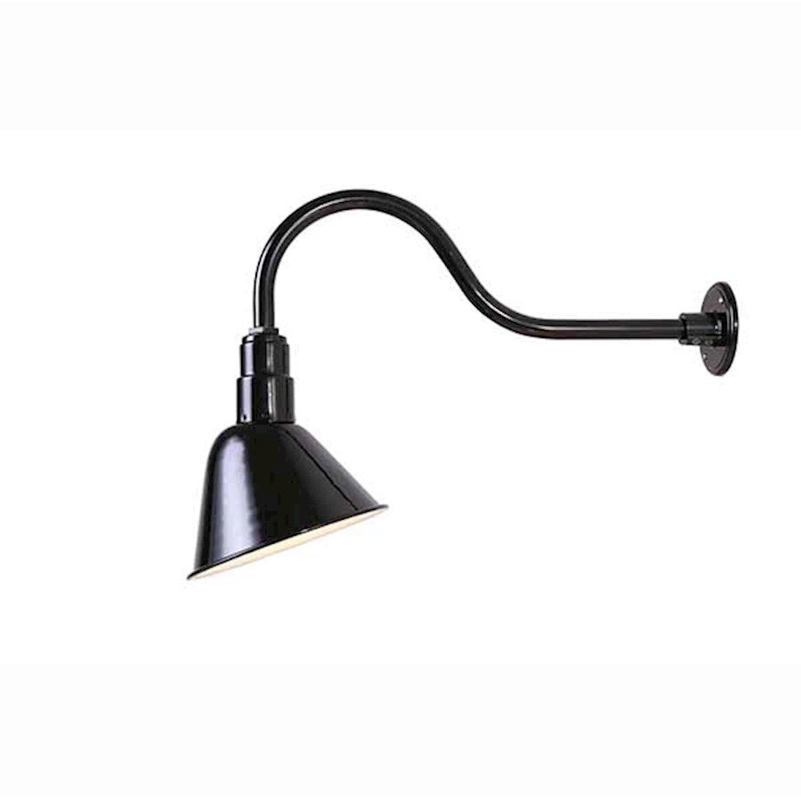 Canarm Barn Light 19in 1-Light Outdoor Sconce | Black Aluminum | Exterior Wall & Garage | 200W Bulb, A19 Base | Model BL10WACBK