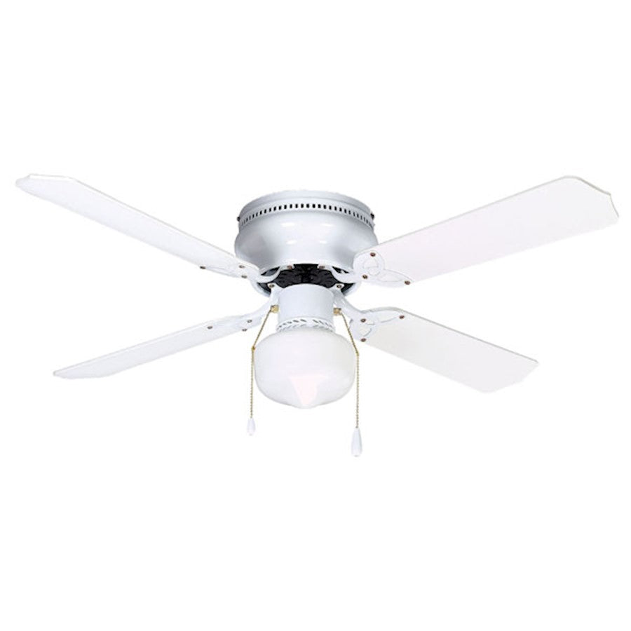 Canarm Neptune 42in 4-Light Ceiling Fan | White Steel and Schoolhouse White Glass | Bedroom & Living Room | 42 x 42 x 7 in | Model CF15542411S