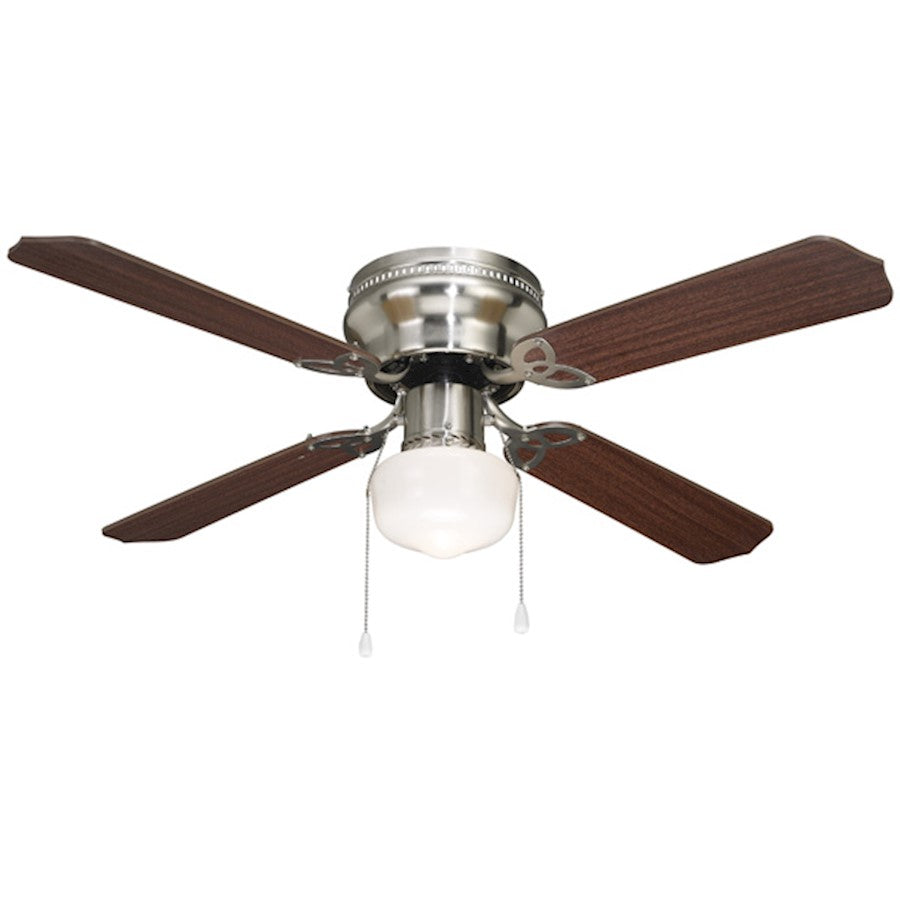 Canarm Neptune 42in 1-Light Ceiling Fan | Brushed Nickel and Schoolhouse White Globe | Bedroom & Living Room | 42 x 42 x 7 in | Model CF42NEP4BN