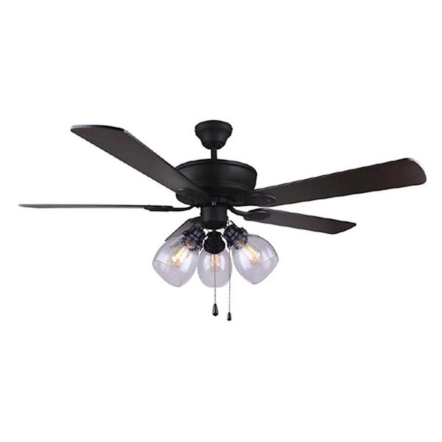 Canarm Carson 52in Ceiling Fan | Modern Black Steel | Bedroom & Living Room | 52 x 52 x 19 in | Model CF52CAR5BK