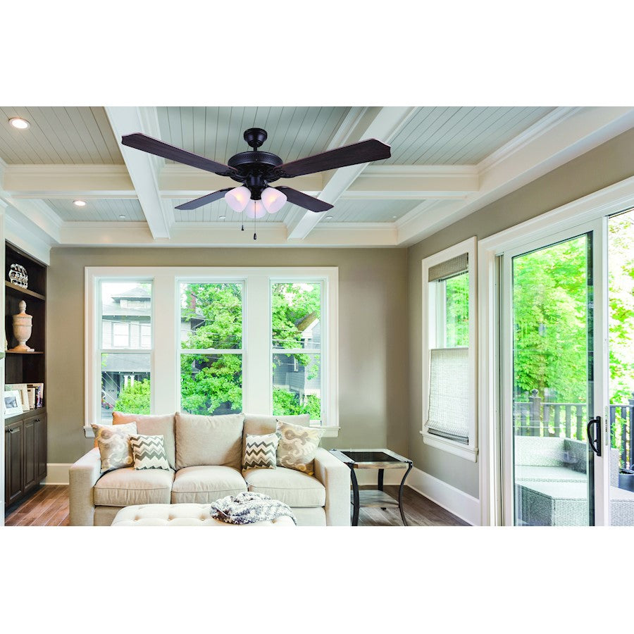 Canarm Chateau IV 52in 3-Light Ceiling Fan | Traditional Oil Rubbed Bronze and Frosted Glass | Bedroom & Living Room | Model CF52CH44ORB