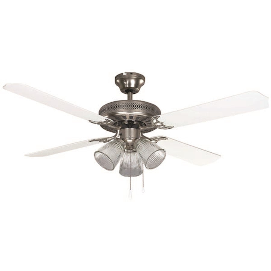 Canarm Chateau 52in 4-Light Ceiling Fan | Traditional Brushed Pewter and Clear Ribbed Glass | Living Room & Bedroom | Model CF52CHA4BPT