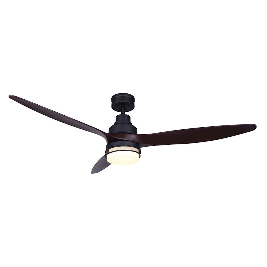 Canarm Hollyn 52in 3-Light Ceiling Fan | Modern Black Steel | Living Room & Bedroom | 52 x 52 x 14.5 in | Model CF52HOL3BK