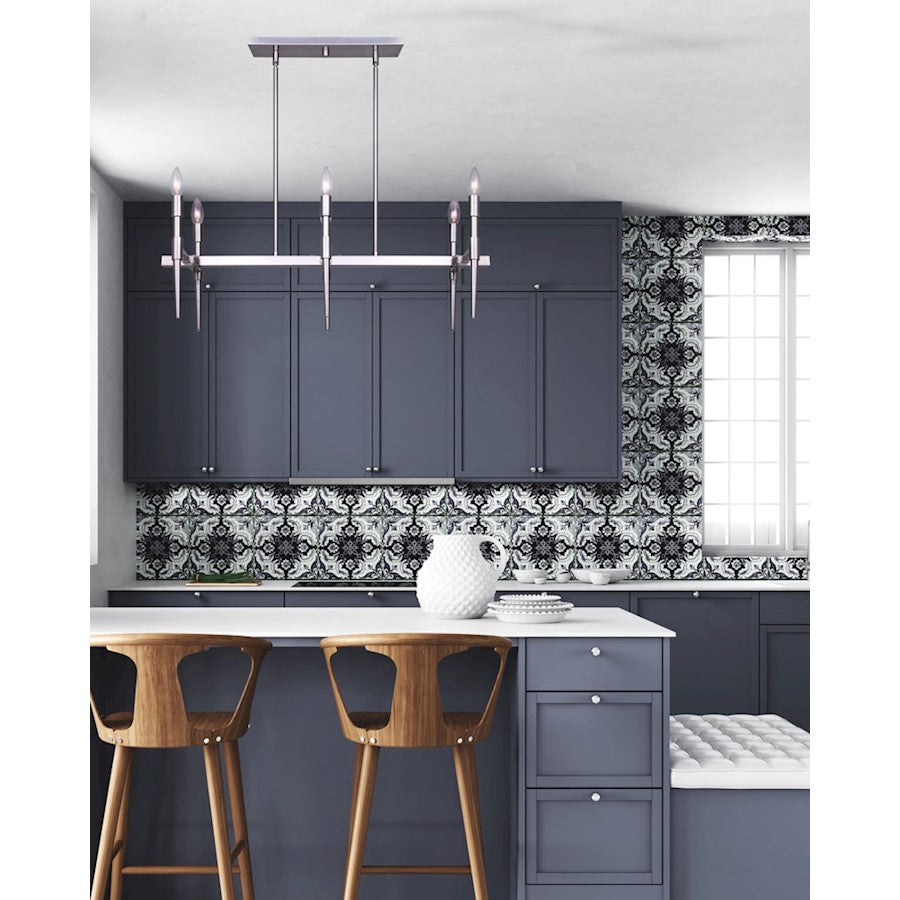 Canarm Florence 32in 6-Light Chandelier | Brushed Nickel | Dining Room & Living Room | 31.5 x 21.5 x 11.75 in | Model ICH1009A06BN32