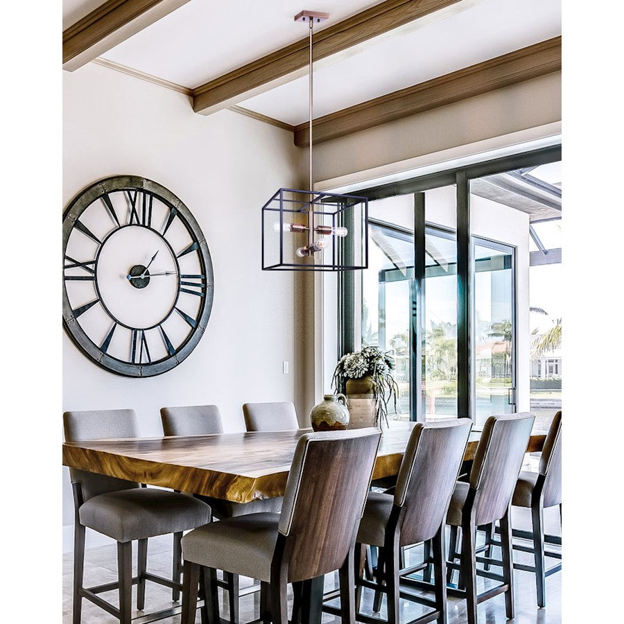 Canarm Bodie 15in 4-Light Chandelier | Industrial Matte Black and Gold | Entryway & Dining Room | 15 x 15 x 21 in | Model ICH1069A04BKG15
