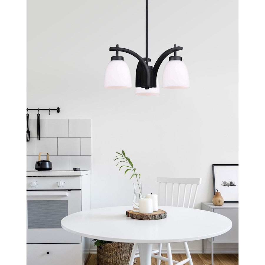 Canarm Mack 18in 3-Light Chandelier | Transitional Brushed Nickel and Opal Glass | Dining Room & Entryway | 18 x 10 in | Model ICH1077A03BK