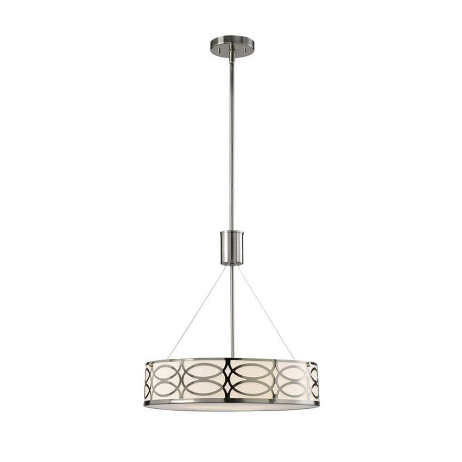 Canarm Drake 3-Light Rod Bowl Chandelier | Brushed Nickel and White Acrylic Shade | Dining Room & Living Room | Model ICH173B03BN18